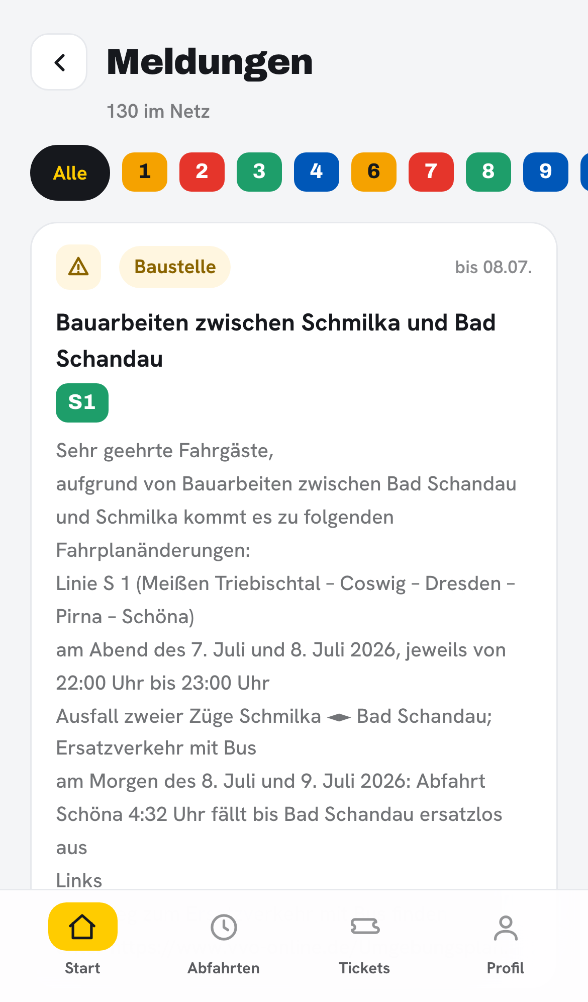 Meldungen & Störungen im Netz
